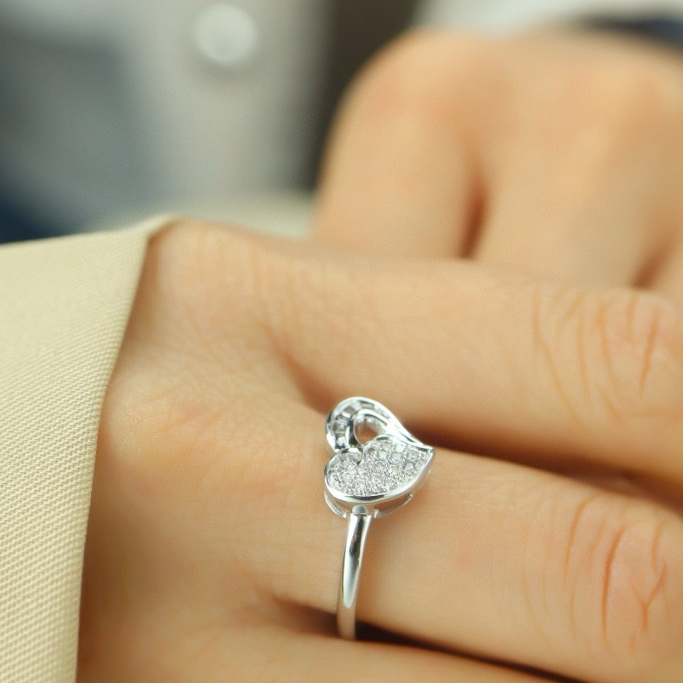 14k Gold 0.20 Ct Natural H Diamond Ring - 7