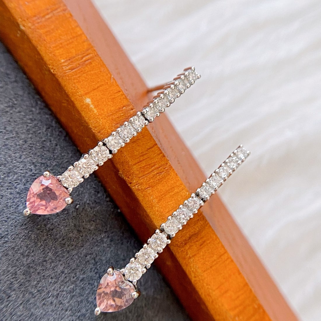 14k Gold 1.00 Ctw Natural Tourmaline & Diamond Earrings - 4