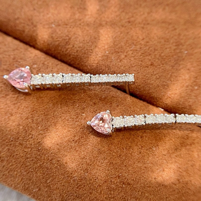 14k Gold 1.00 Ctw Natural Tourmaline & Diamond Earrings - 5