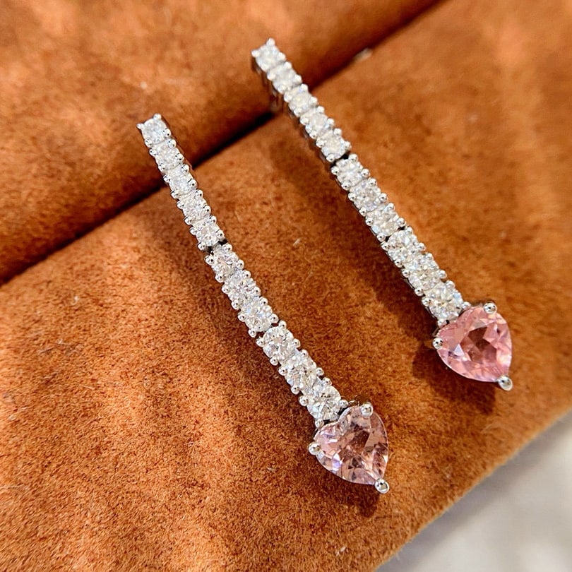 14k Gold 1.00 Ctw Natural Tourmaline & Diamond Earrings - 6