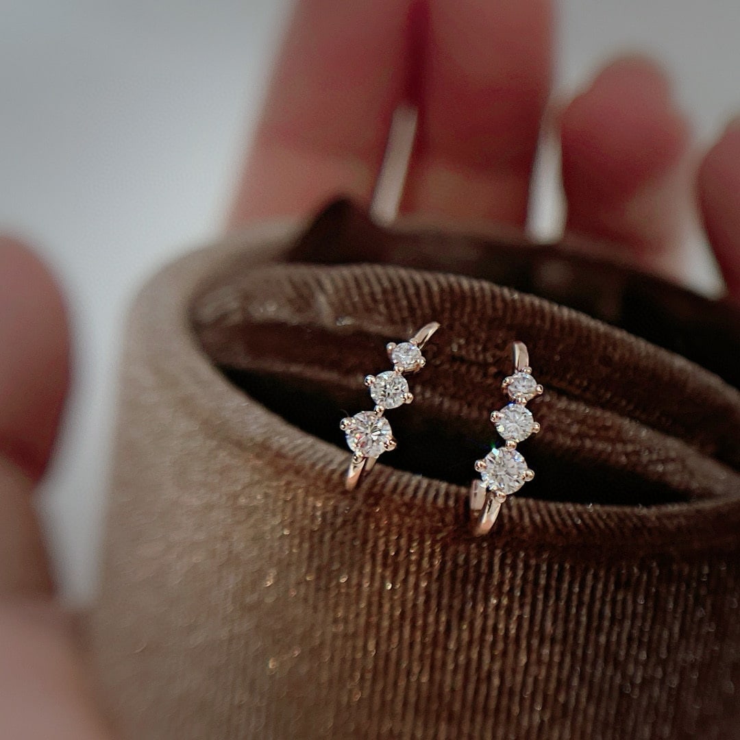 14k Gold 0.36 Ct Natural H Diamond Earrings - 4