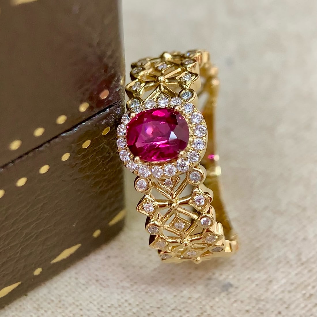 14k Gold 0.91 Ctw Natural Ruby & Diamond Ring - 5