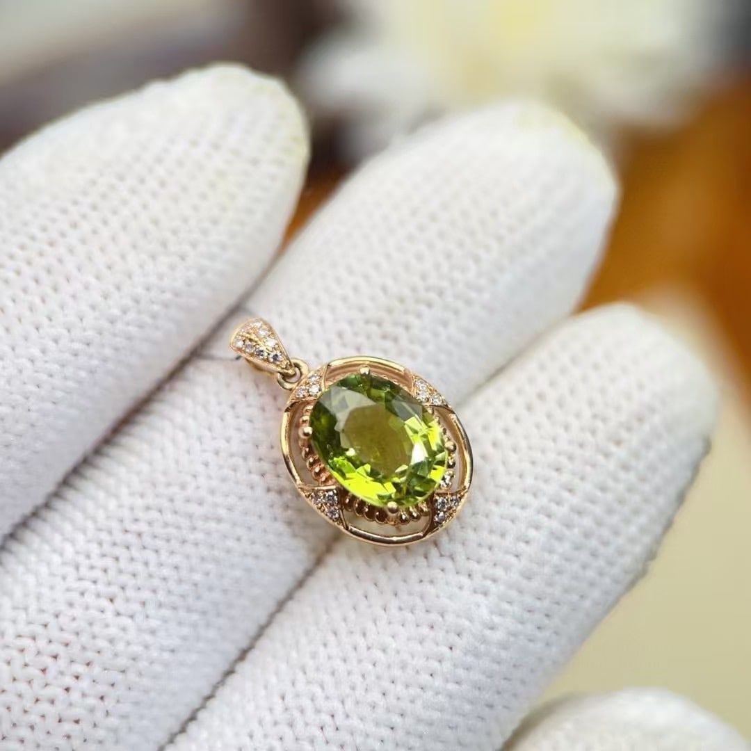 14k Gold 3.35 Ctw Natural Tourmaline & Diamond Jewelry Set - 4