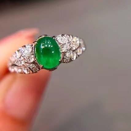 14k Gold 1.58 Ctw Vivid Green Natural Emerald & Diamond Ring - 6