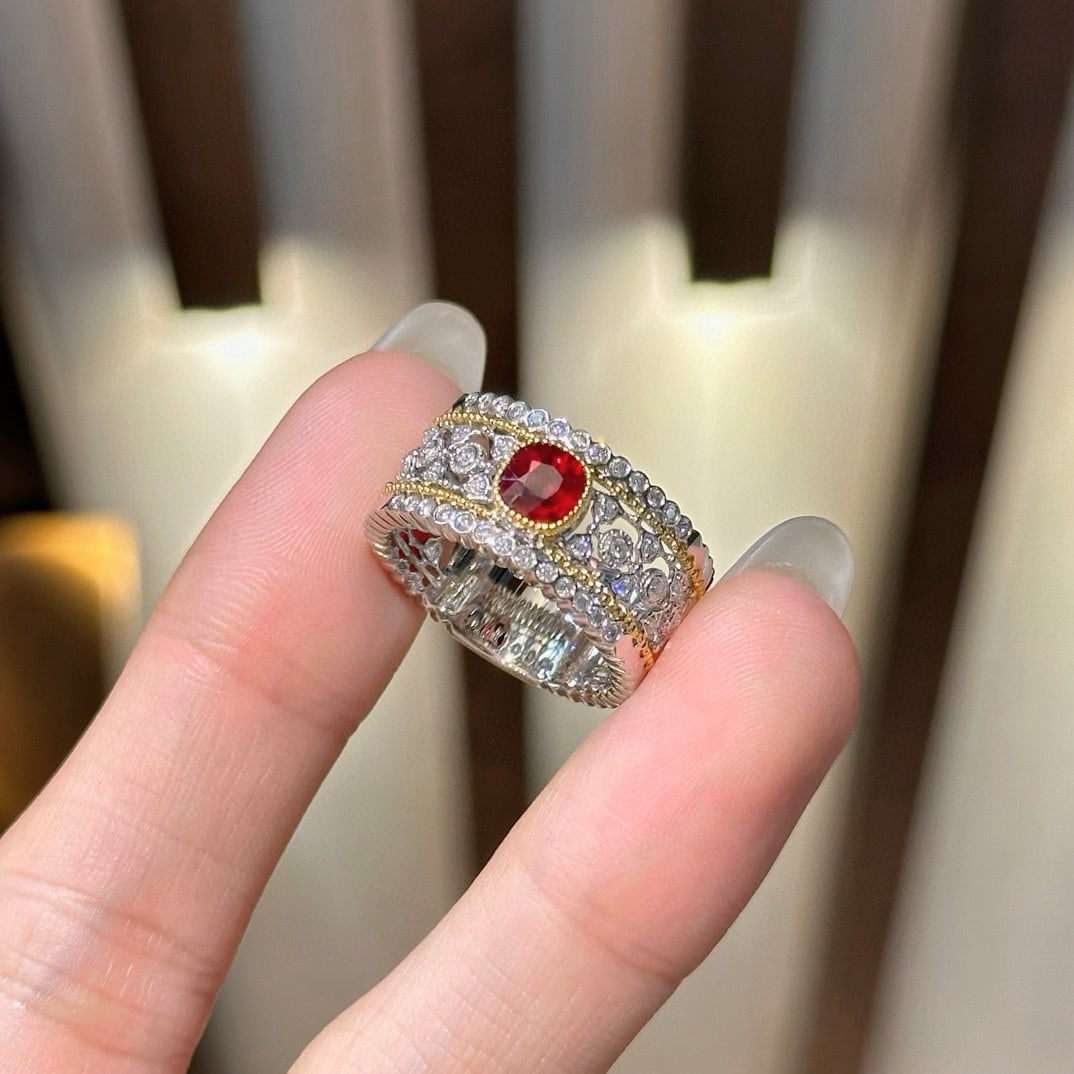 14k Gold 1.05 Ctw Natural Ruby & Diamond Ring - 2