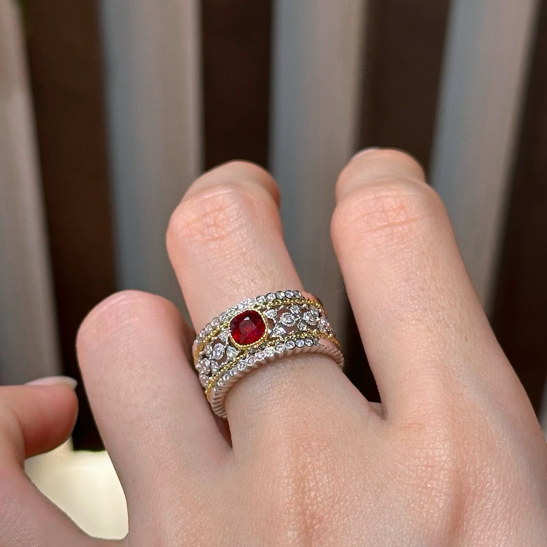 14k Gold 1.05 Ctw Natural Ruby & Diamond Ring - 4
