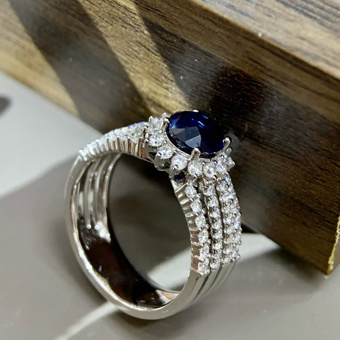 14k Gold 2.29 Ctw Natural Sapphire & Diamond Ring - 3