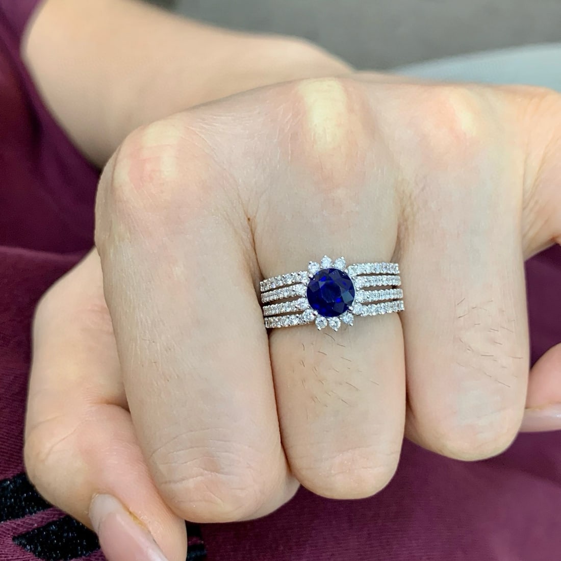 14k Gold 2.29 Ctw Natural Sapphire & Diamond Ring - 5
