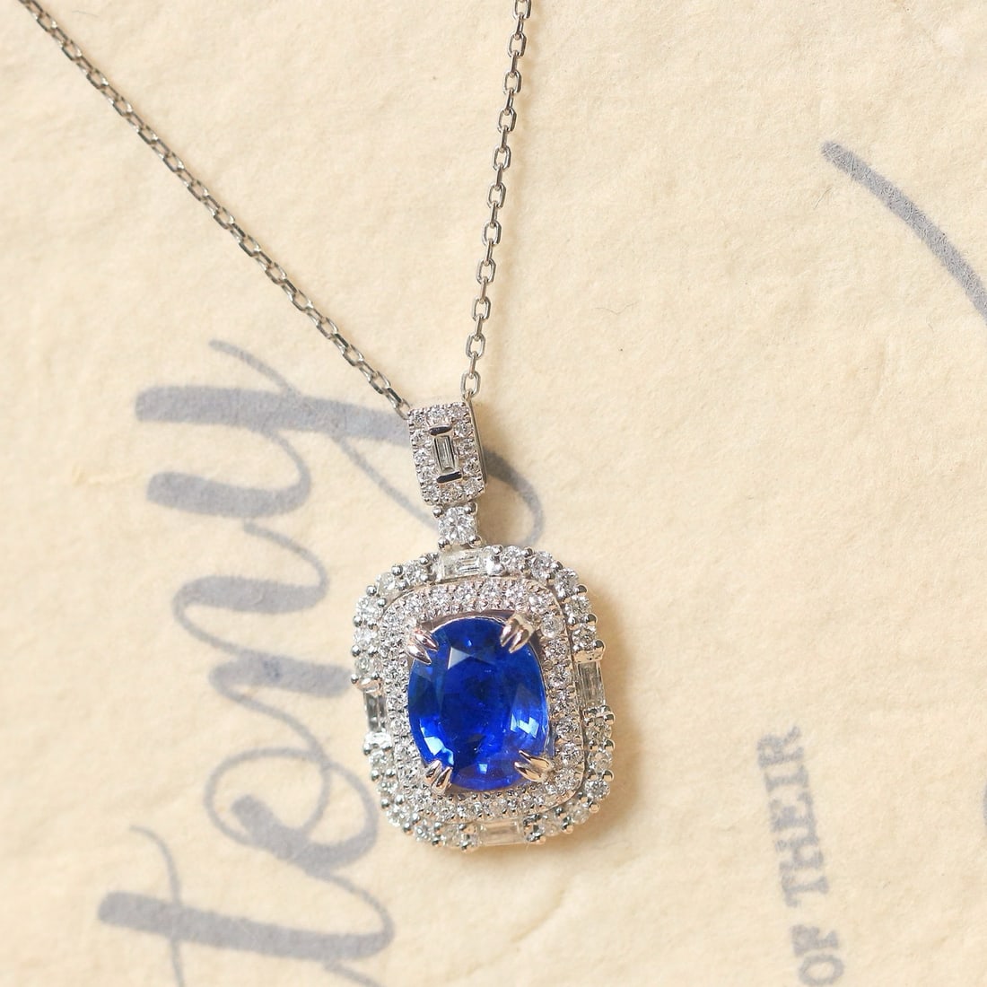 14k Gold 2.17 Ctw Natural Sapphire & Diamond Pendant( Without Chain ) - 5
