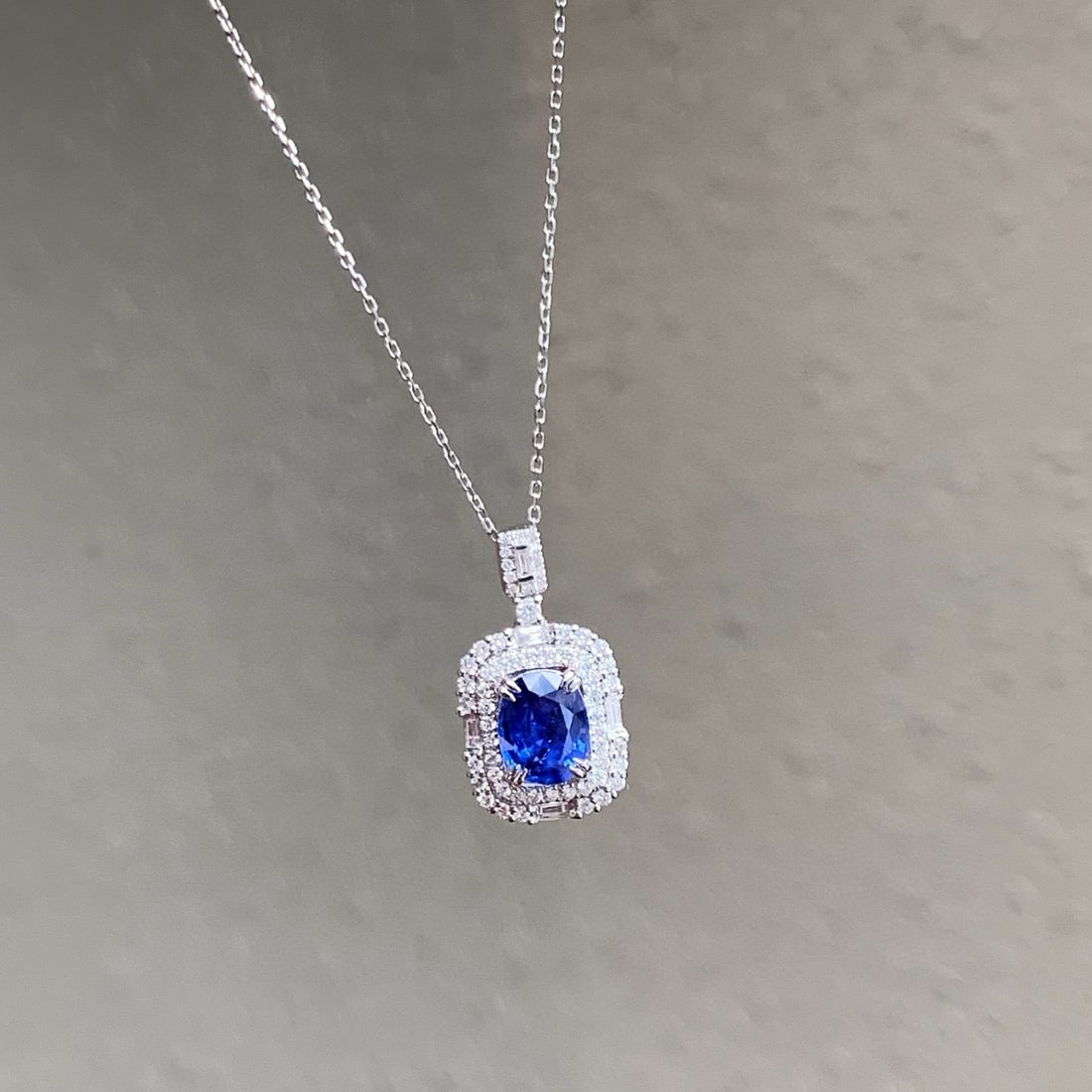 14k Gold 2.17 Ctw Natural Sapphire & Diamond Pendant( Without Chain ) - 6