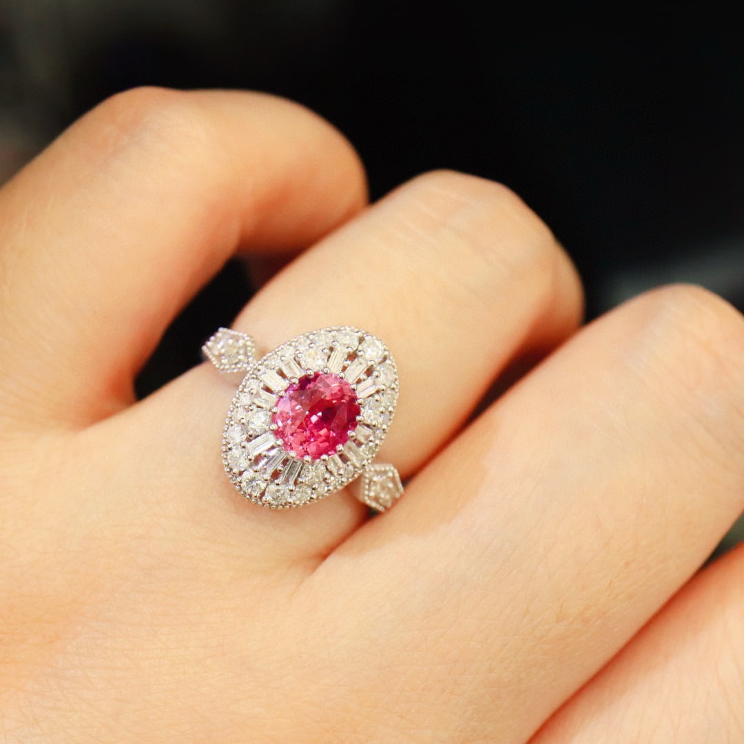 14k Gold 1.95 Ctw Natural Padparadscha Sapphire & Diamond Ring - 2