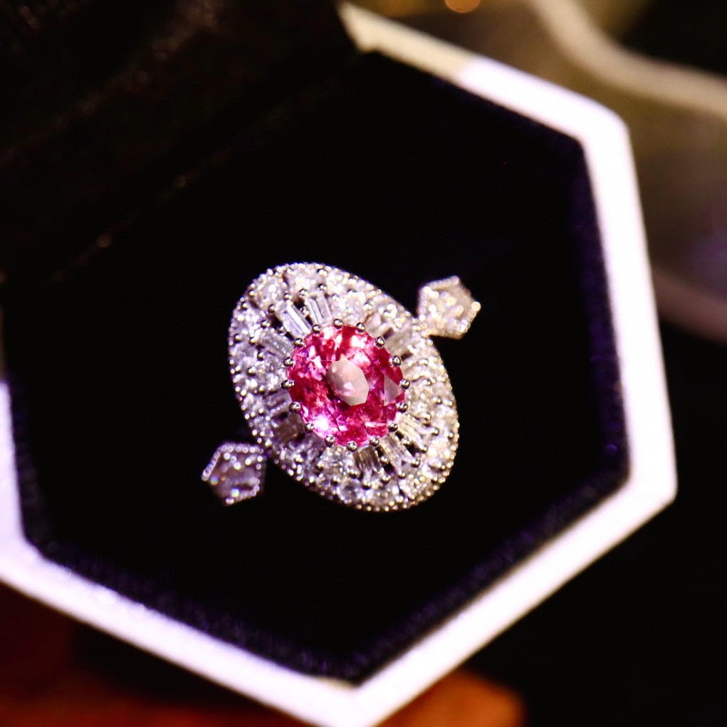 14k Gold 1.95 Ctw Natural Padparadscha Sapphire & Diamond Ring - 3