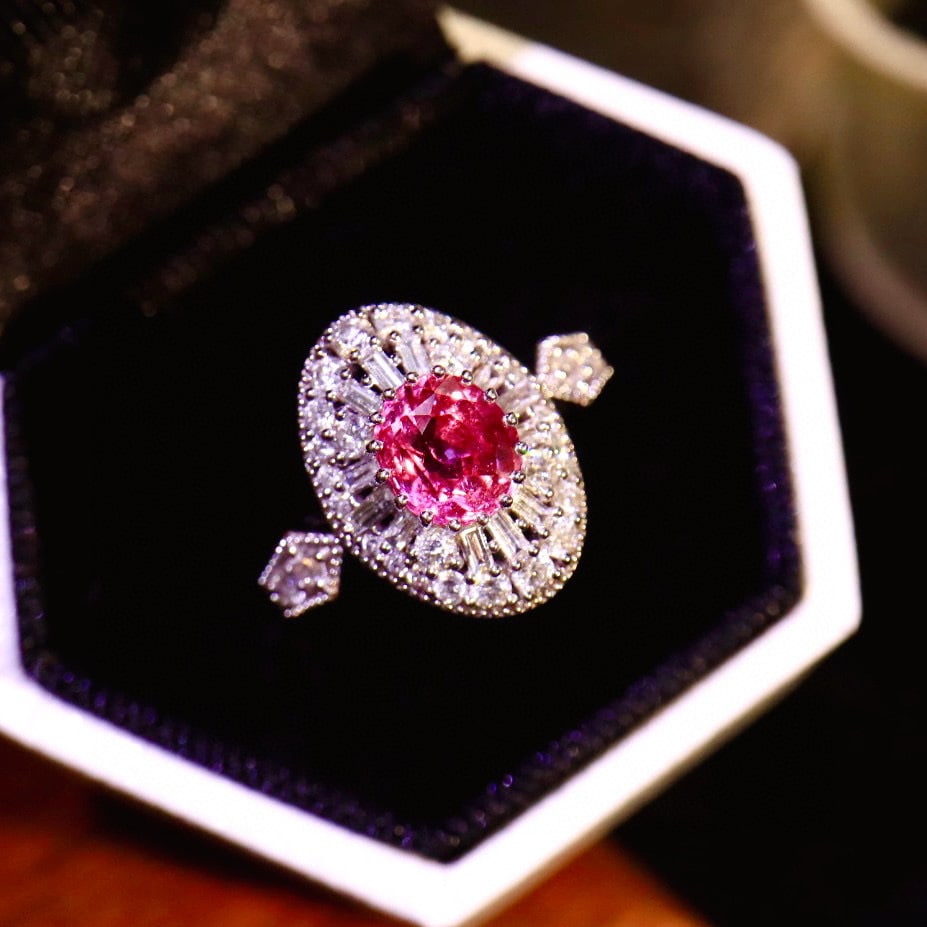 14k Gold 1.95 Ctw Natural Padparadscha Sapphire & Diamond Ring - 5