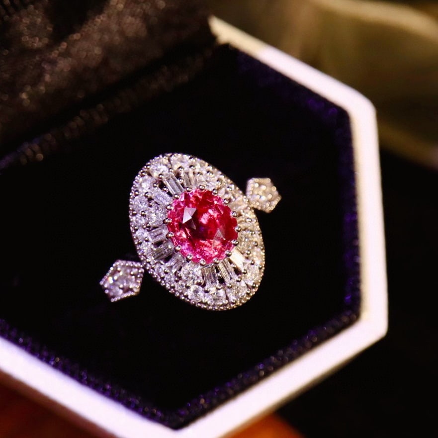 14k Gold 1.95 Ctw Natural Padparadscha Sapphire & Diamond Ring - 6