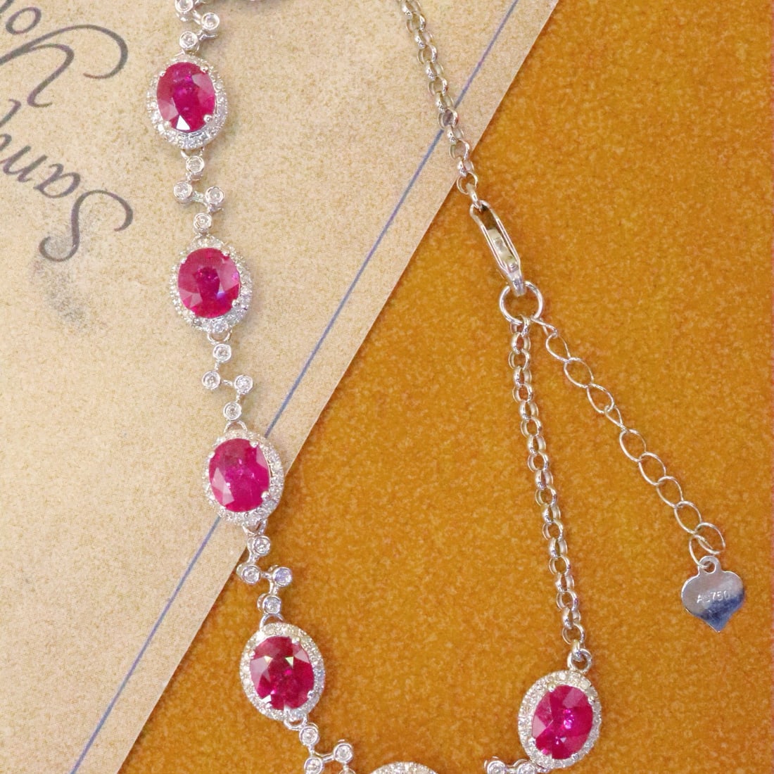 14k Gold 4.16 Ctw Natural Ruby & Diamond Bracelet: Ref:230994418 // gold content:14k gold // main gemstone:ruby // shape:oval // carat weight:3. 62ct // color:red // treatment:natural // // adjacent gemstone 2 : diamond // number of stones:164 //