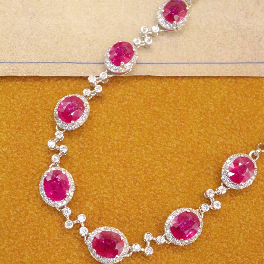 14k Gold 4.16 Ctw Natural Ruby & Diamond Bracelet - 3