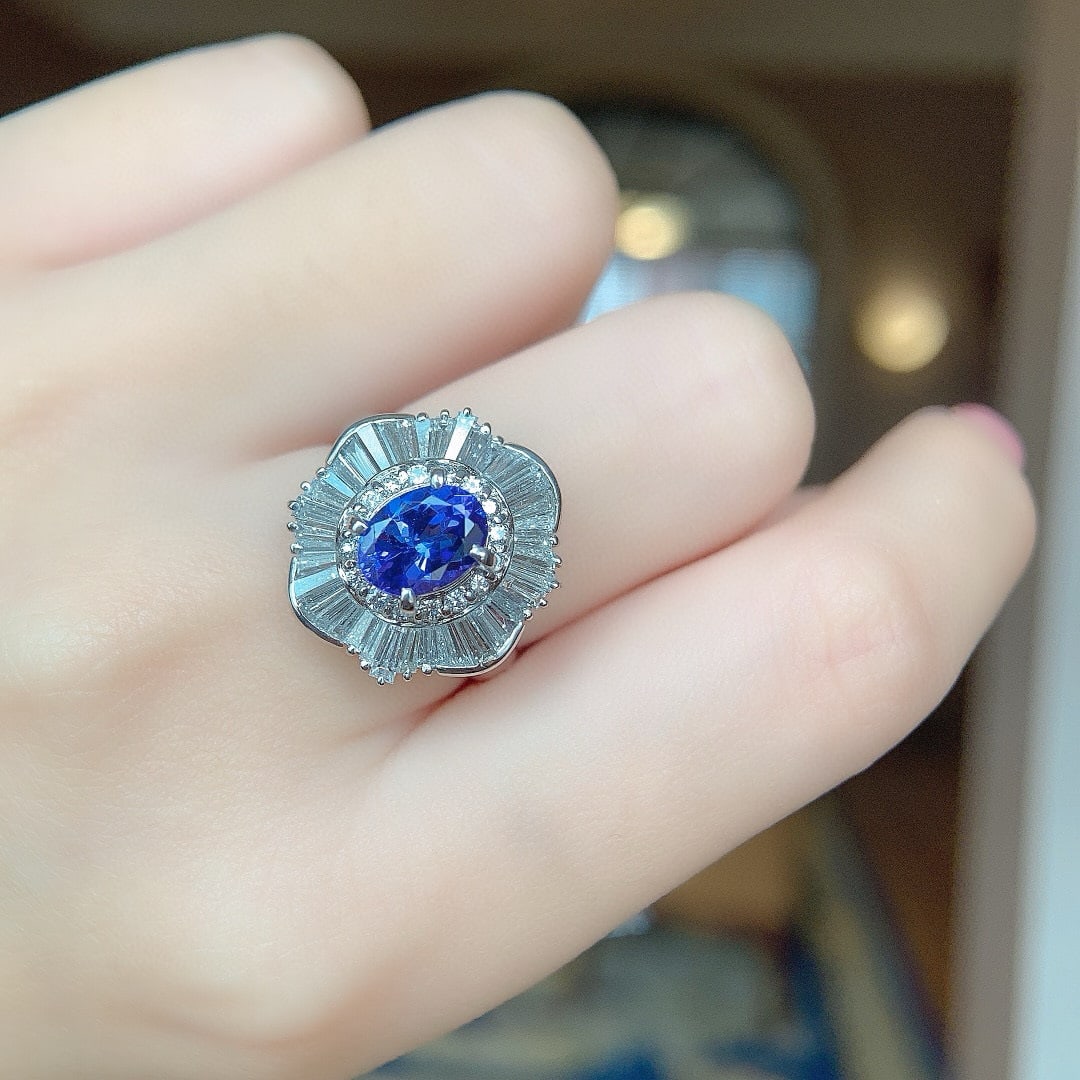 14k Gold 2.77 Ctw Natural Tanzanite & Diamond Ring - 2
