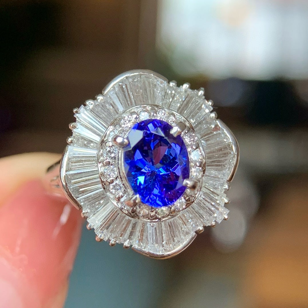 14k Gold 2.77 Ctw Natural Tanzanite & Diamond Ring - 5