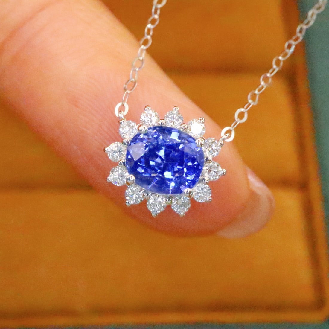 14k Gold 1.43 Ctw Natural Sapphire & Diamond Necklace - 2