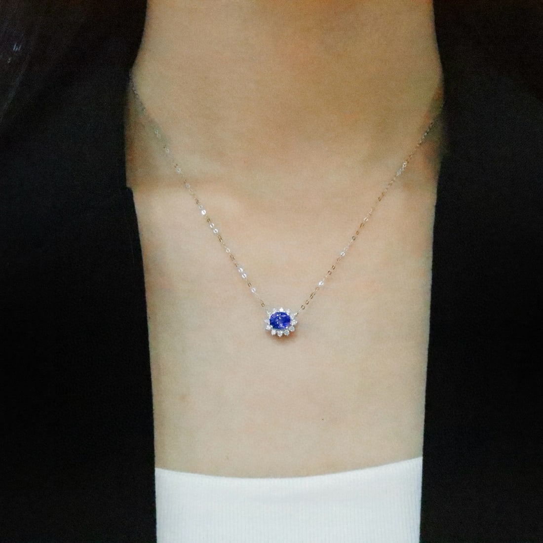 14k Gold 1.43 Ctw Natural Sapphire & Diamond Necklace - 5