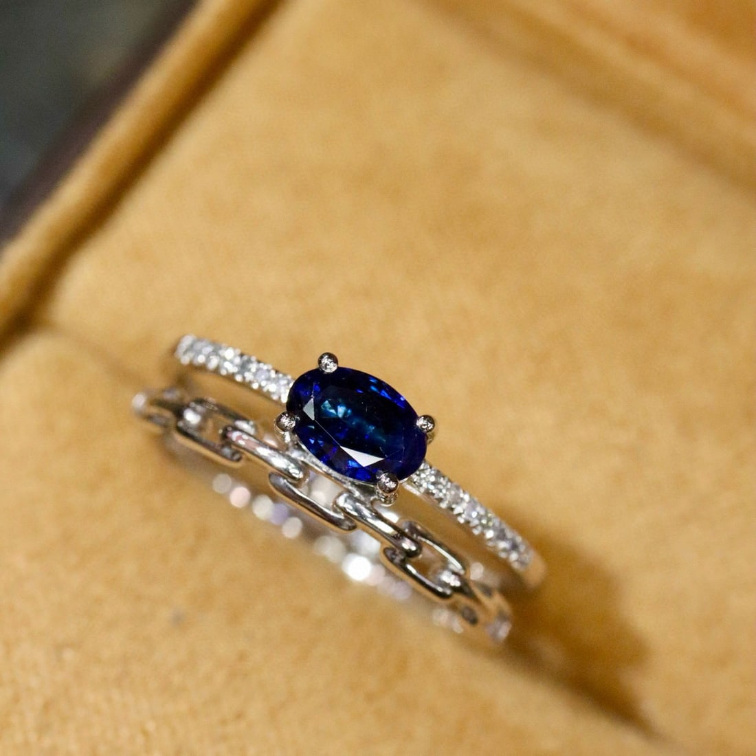 14k Gold 0.73 Ctw Natural Sapphire & Diamond Ring - 3