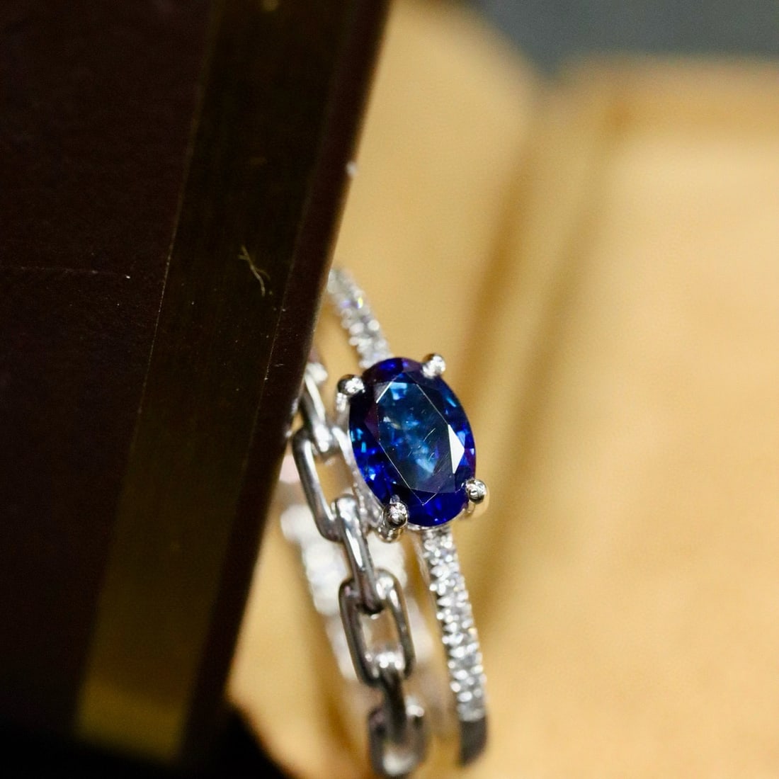 14k Gold 0.73 Ctw Natural Sapphire & Diamond Ring - 4