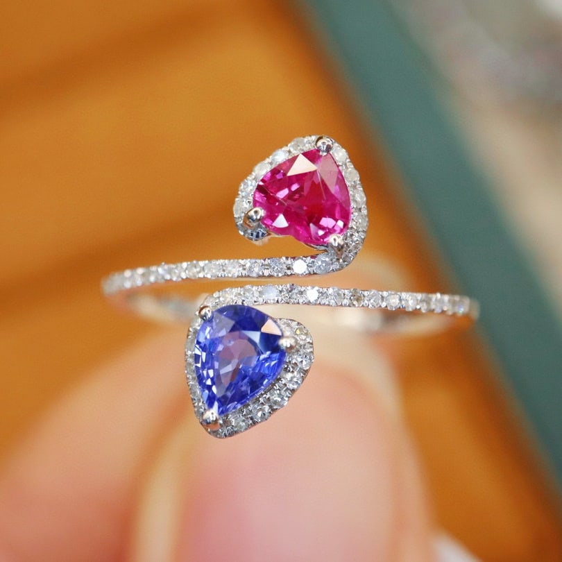14k Gold 0.94 Ctw Natural Sapphire & Diamond Ring: Ref:230994426 // gold content:14k gold // ring size:7. 25us // // main gemstone:sapphire // shape:multiply // carat weight:0. 78ct // color:color // treatment:natural // // adjacent gemstone 2 : diamo