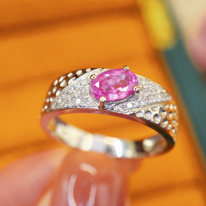 14k Gold 0.85 Ctw Natural Sapphire & Diamond Ring - 3