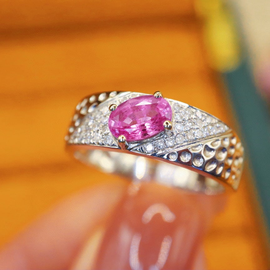 14k Gold 0.85 Ctw Natural Sapphire & Diamond Ring - 4