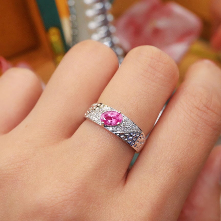 14k Gold 0.85 Ctw Natural Sapphire & Diamond Ring - 6