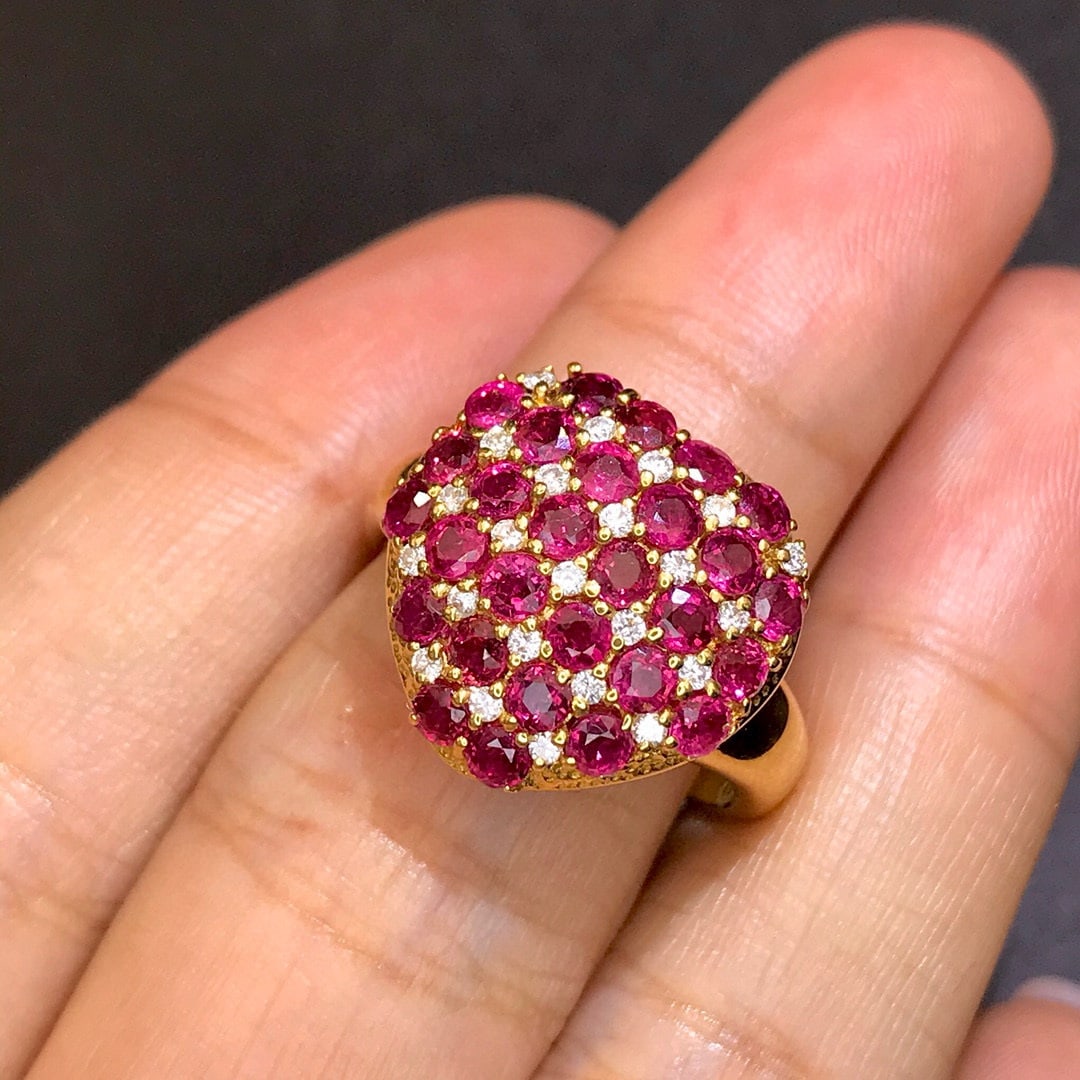 14k Gold 2.60 Ctw Natural Ruby & Diamond Ring - 2