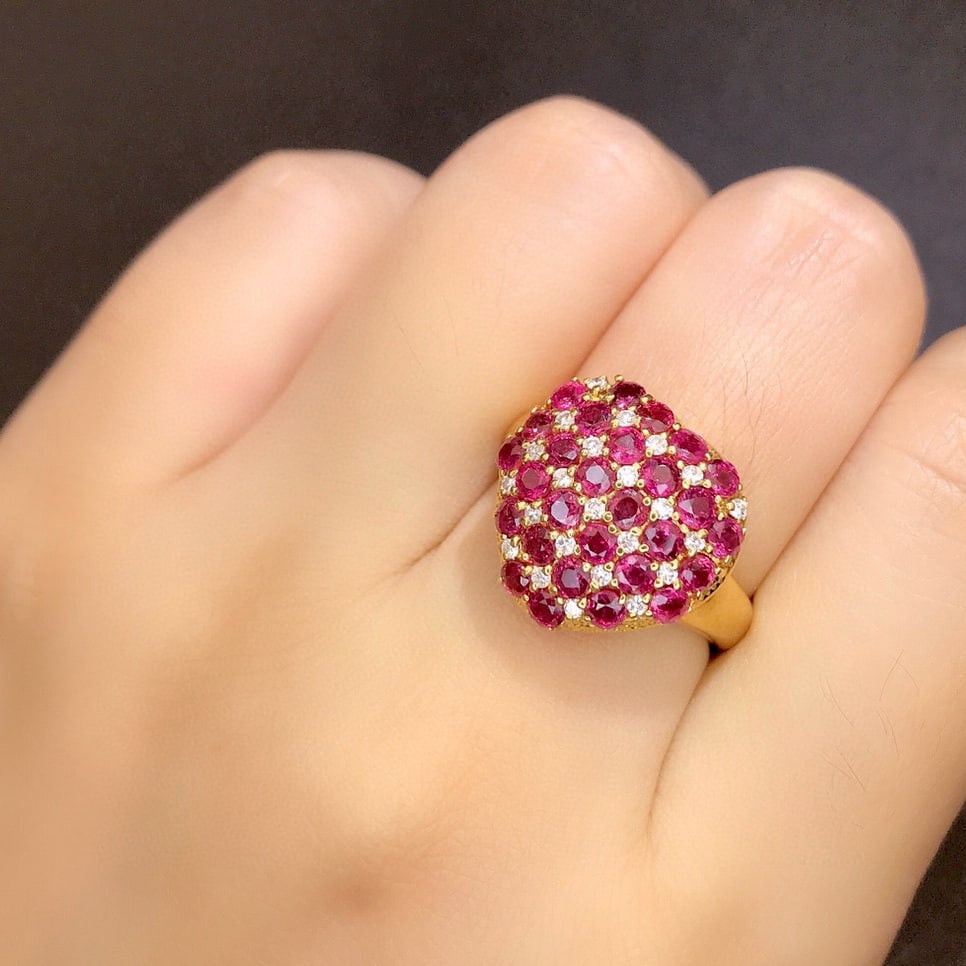 14k Gold 2.60 Ctw Natural Ruby & Diamond Ring - 4