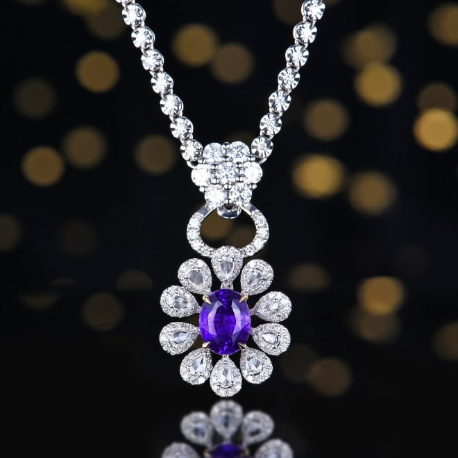 14k Gold 2.53 Ctw Natural Sapphire & Diamond Ring/pendant( Without Chain ): Ref:230994436 // gold content:14k gold // ring size:7. 25us // // main gemstone:sapphire // shape:oval // carat weight:1. 81ct // color:purple // treatment:natural // // adjacent gemstone 2 : diamond 