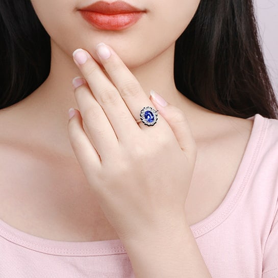 14k Gold 2.34 Ctw Natural Sapphire & Diamond Ring - 3