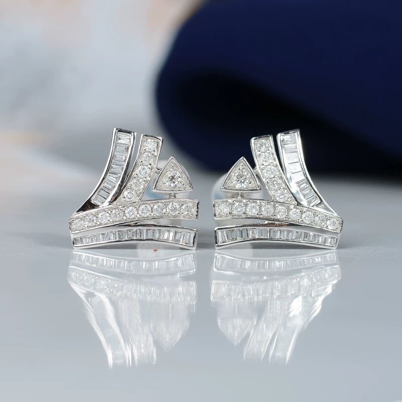 14k Gold 0.68 Ct Natural H Diamond Earrings - 2