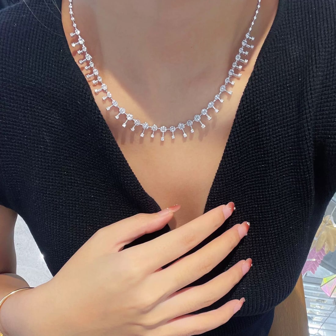14k Gold 2.6 Ct Natural H Diamond Necklace - 5