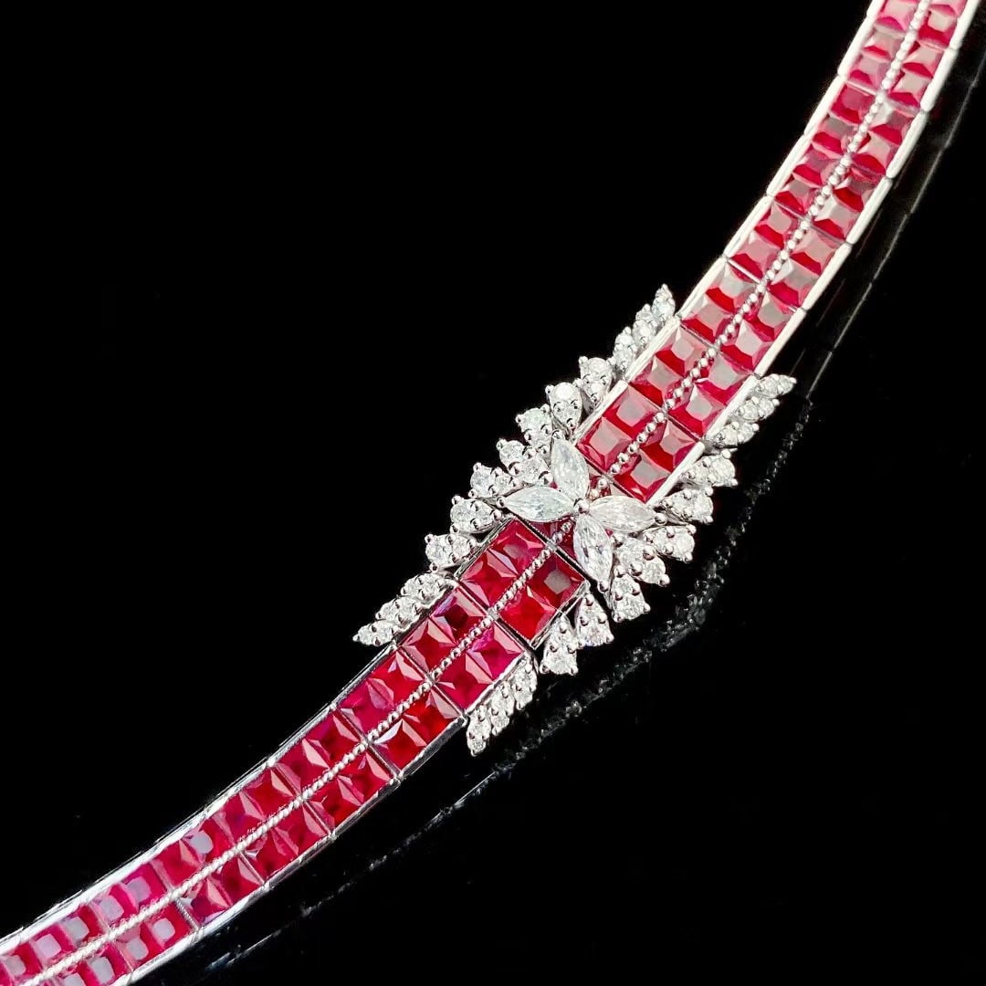 14k Gold 12.53 Ctw Natural Ruby & Diamond Bracelet - 3