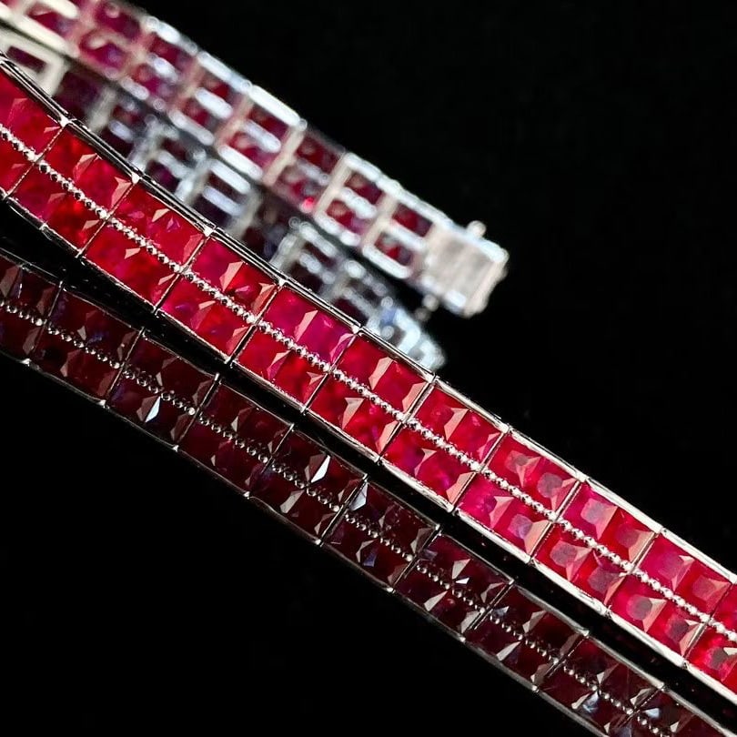 14k Gold 12.53 Ctw Natural Ruby & Diamond Bracelet - 5