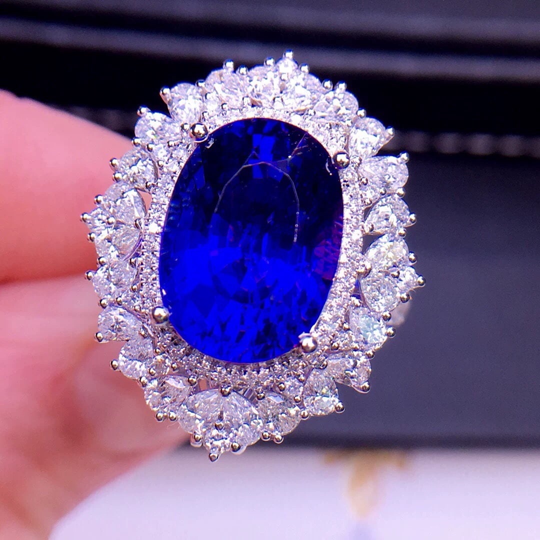 14k Gold 8.15 Ctw Natural Tanzanite & Diamond Ring/pendant( Without Chain ) - 2