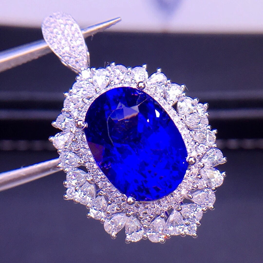 14k Gold 8.15 Ctw Natural Tanzanite & Diamond Ring/pendant( Without Chain ) - 3