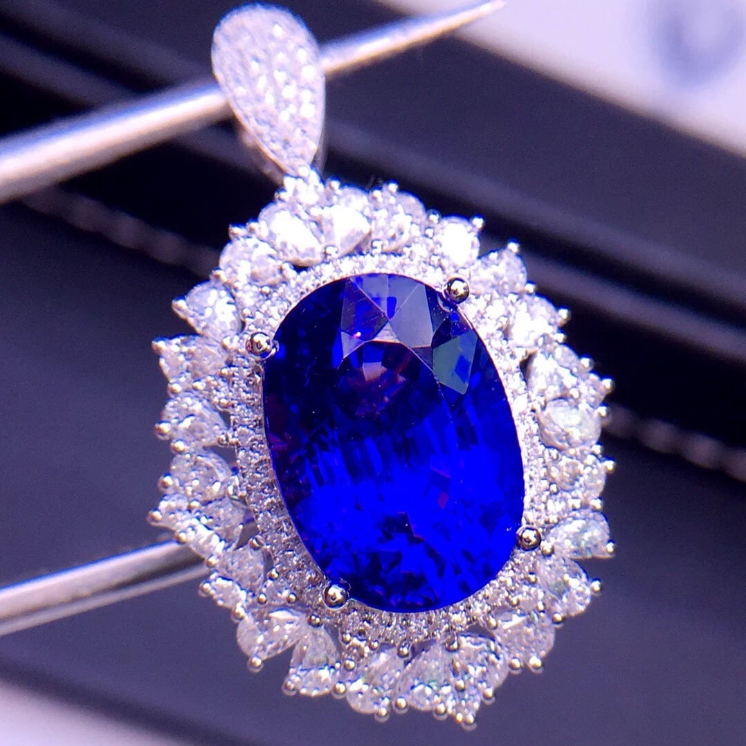 14k Gold 8.15 Ctw Natural Tanzanite & Diamond Ring/pendant( Without Chain ) - 4