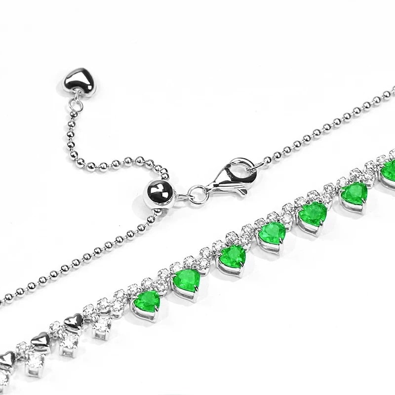 14k Gold 2.77 Ctw Natural Emerald & Diamond Necklace - 3