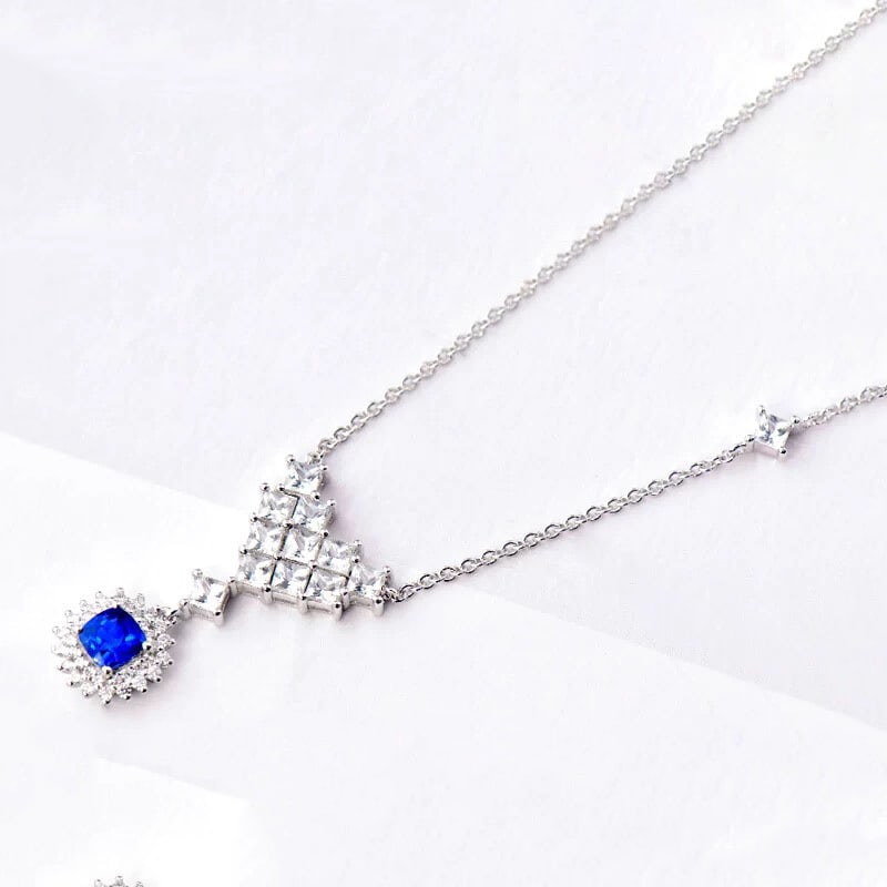 14k Gold 2.49 Ctw Natural Sapphire & Diamond Necklace - 4