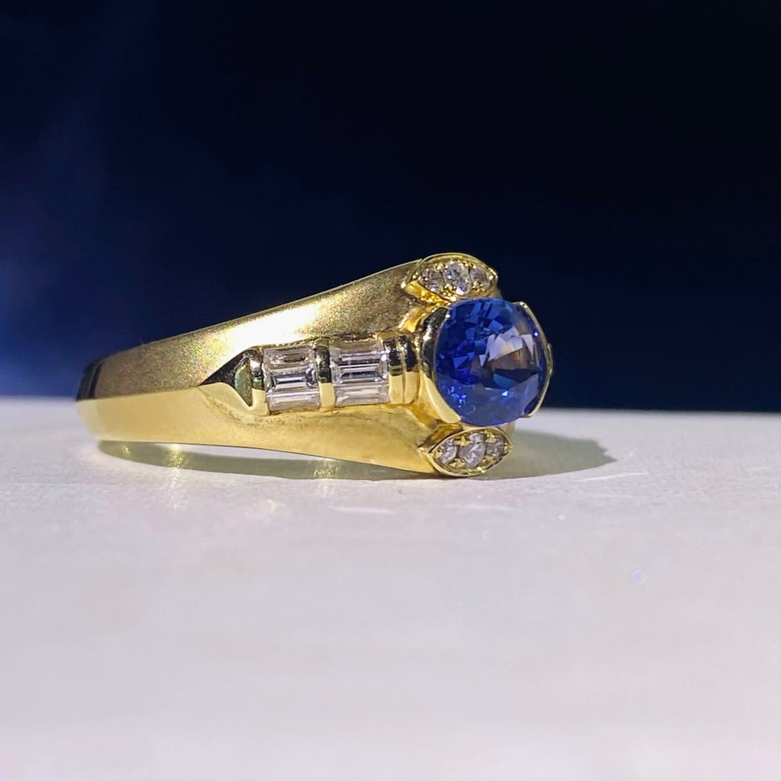 14k Gold 1.51 Ctw Natural Sapphire & Diamond Ring - 2