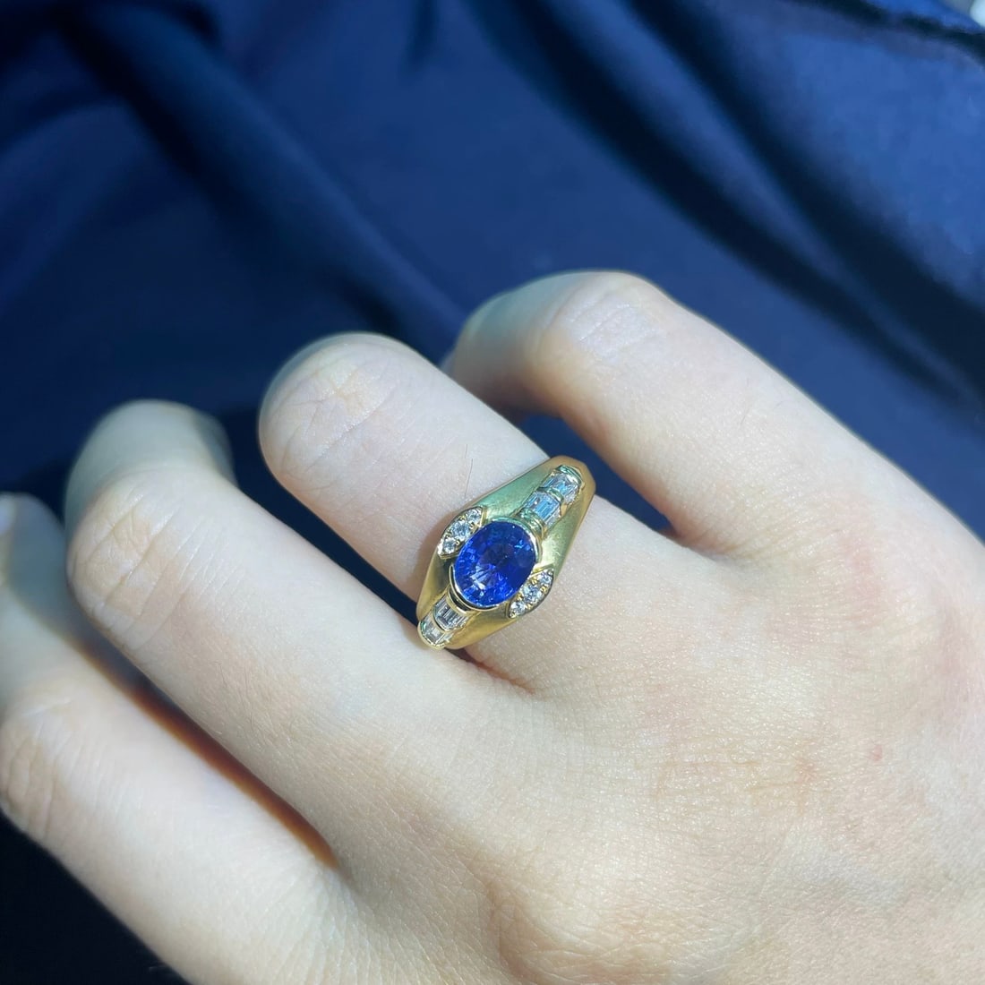14k Gold 1.51 Ctw Natural Sapphire & Diamond Ring - 3