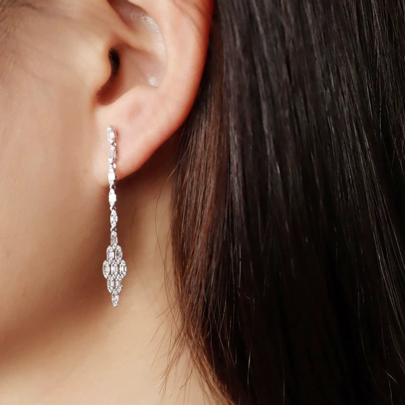 14k Gold 0.8 Ct Natural H Diamond Earrings - 4