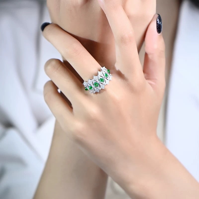 14k Gold 1.28 Ctw Natural Emerald & Diamond Ring - 4