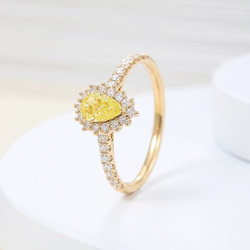 14k Gold 0.67 Ctw Natural Yellow Diamond & Diamond Ring - 2