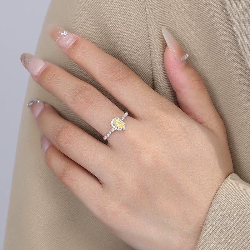 14k Gold 0.67 Ctw Natural Yellow Diamond & Diamond Ring - 4