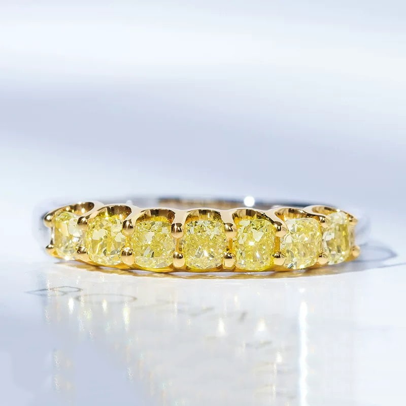 14k Gold 0.89 Ct Natural Yellow Diamond Ring: Ref:230995028 // gold content:14k gold // ring size:7. 25us // // main gemstone:yellow diamond // shape:cushion // carat weight:0. 89ct // color:yellow // treatment:natural // Condition: New Low